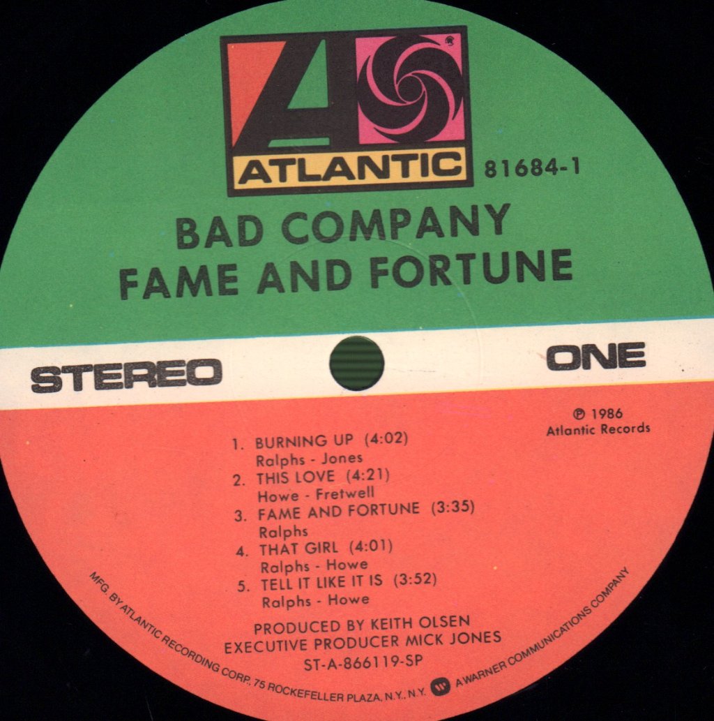 Bad Company - Fame And Fortune - Lp