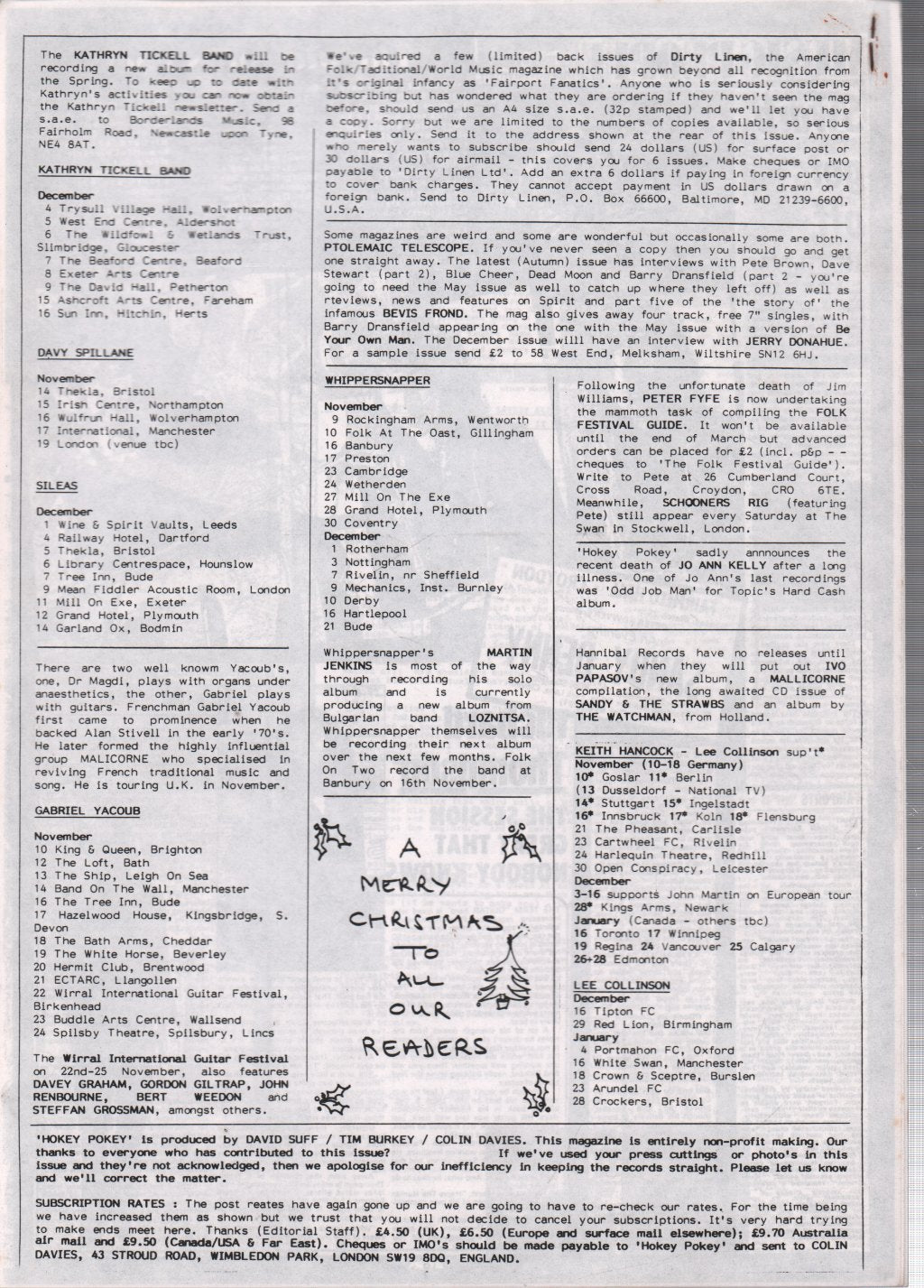 Richard Thompson - Hokey Pokey 21 -Winter 1990 - Fanzine