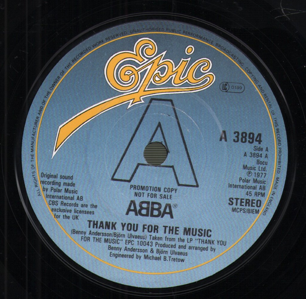 ABBA - Thank You For The Music - 7 Inch