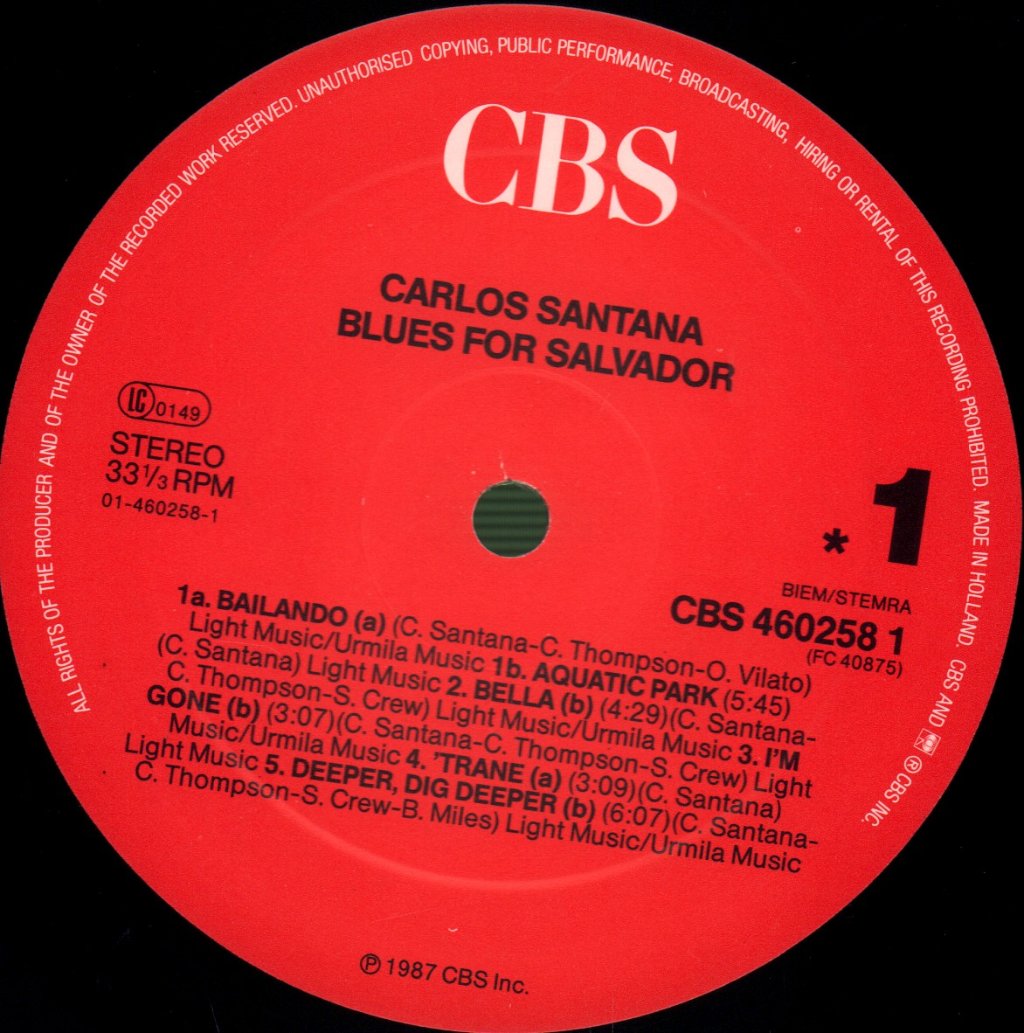 Carlos Santana - Blues For Salvador - Lp