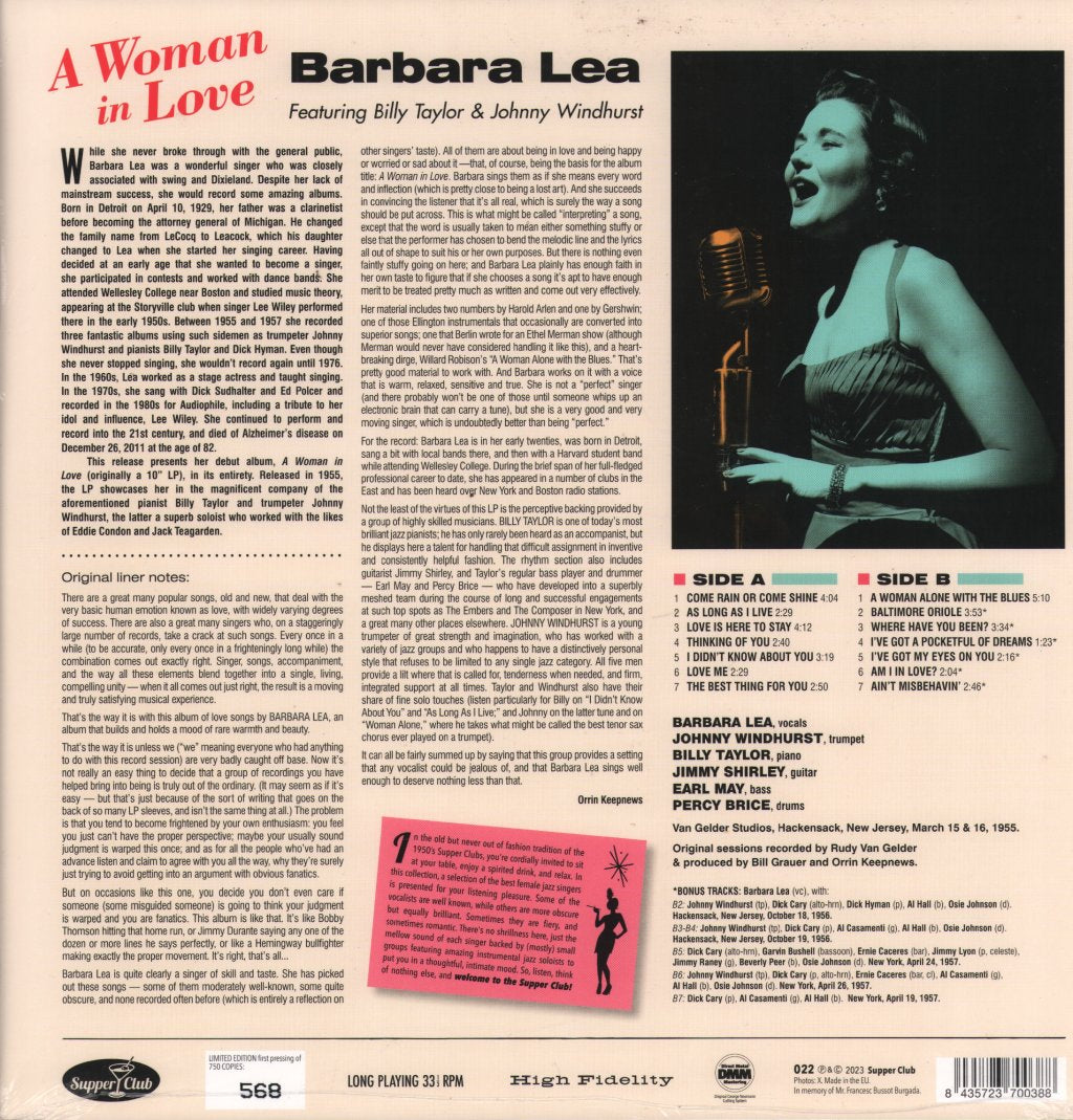 Barbara Lea - A Woman In Love - Lp