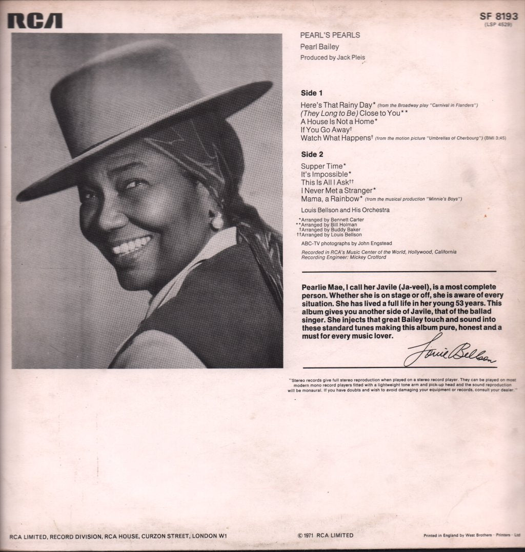 Pearl Bailey - Pearl's Pearls - Lp