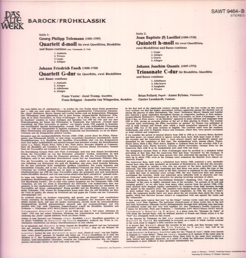 Telemann Fasch Loeillet Quantz - Barock / Frühklassik - Lp