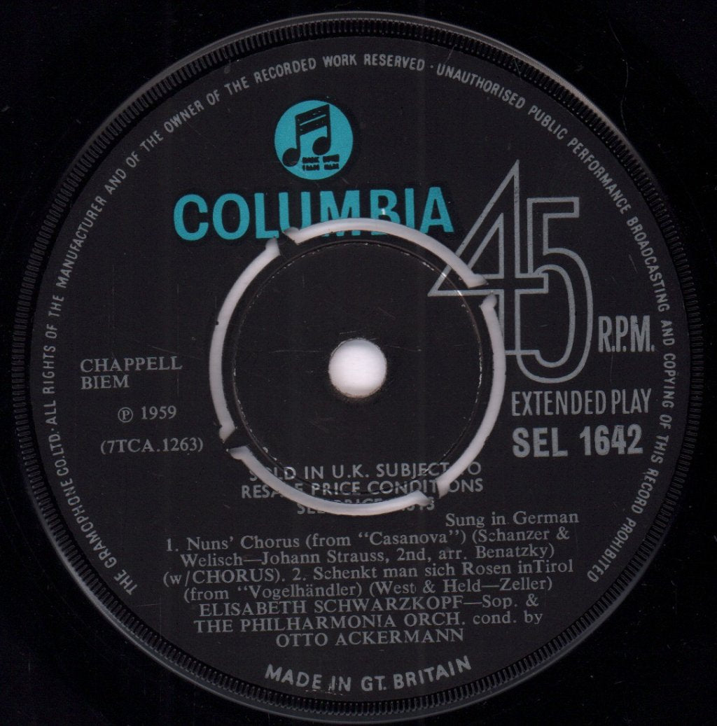 Elisabeth Schwarzkopf - Casanova Dubarry Etc - 7 Inch