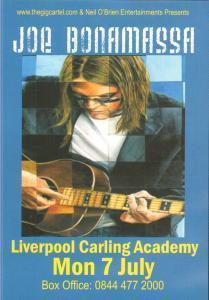 Joe Bonamassa - Liverpool Carling Academy - Flyer