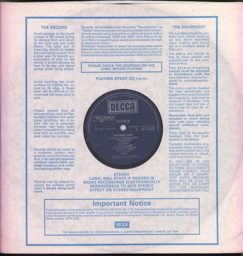 Camel - Snow Goose - Lp