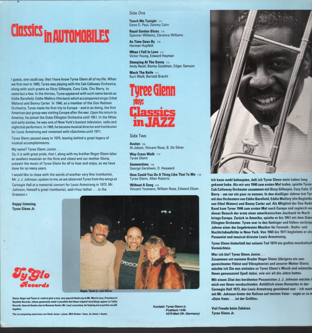 Tyree Glenn - Classics In Automobiles - Tyree Glenn Plays Classics In Jazz - Lp