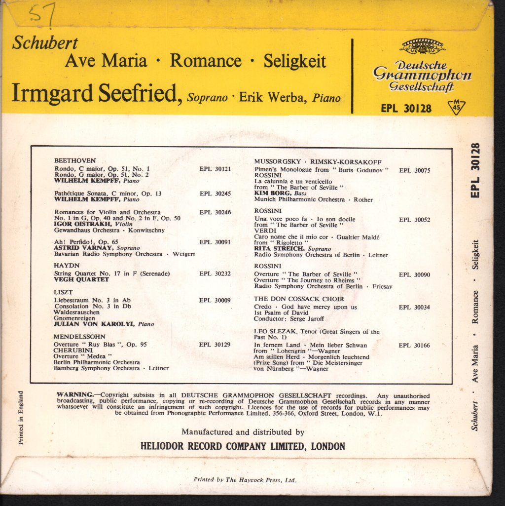 Irmgard Seefried - Ave Maria - 7 Inch