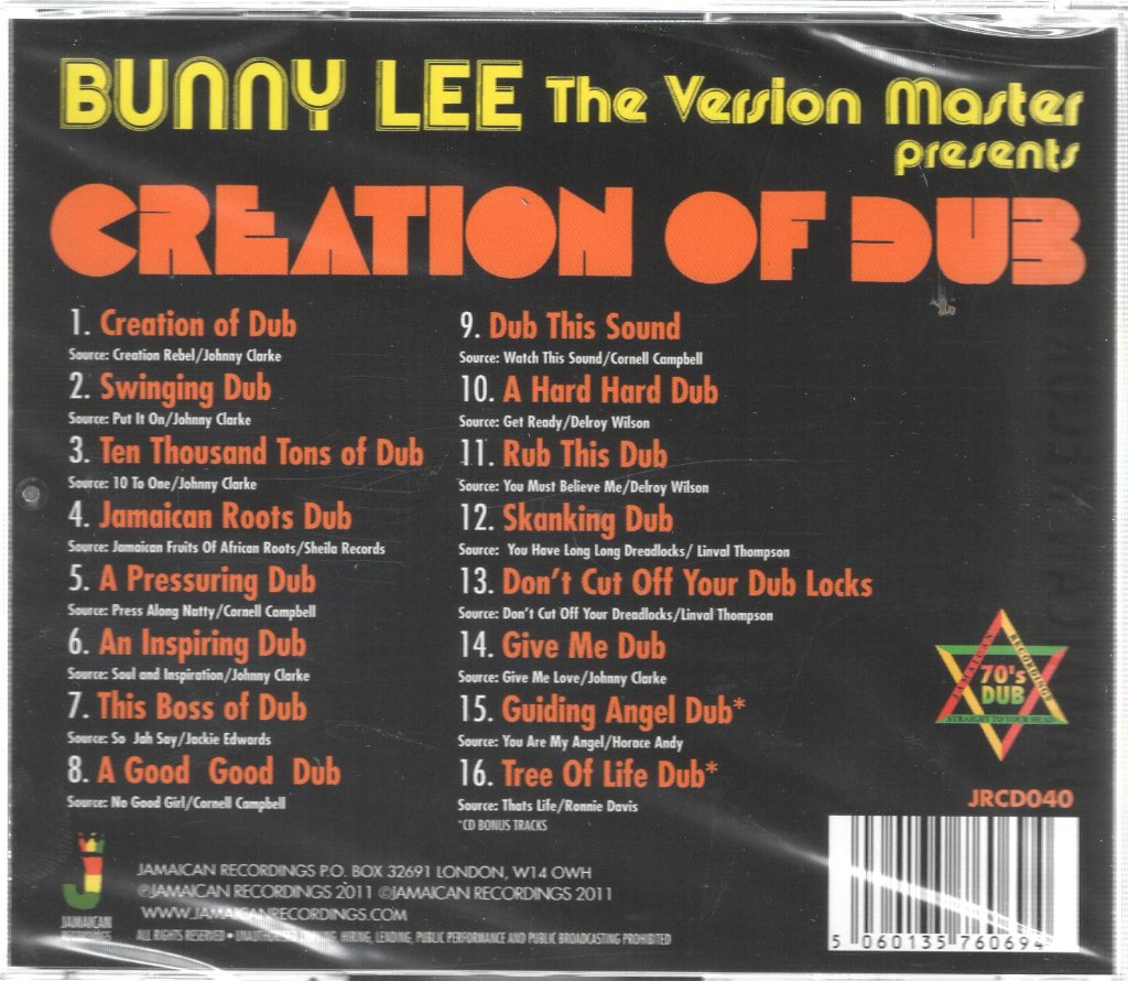 Bunny Lee - Bunny Lee The Version Master Presents Creation Of Dub - Cd