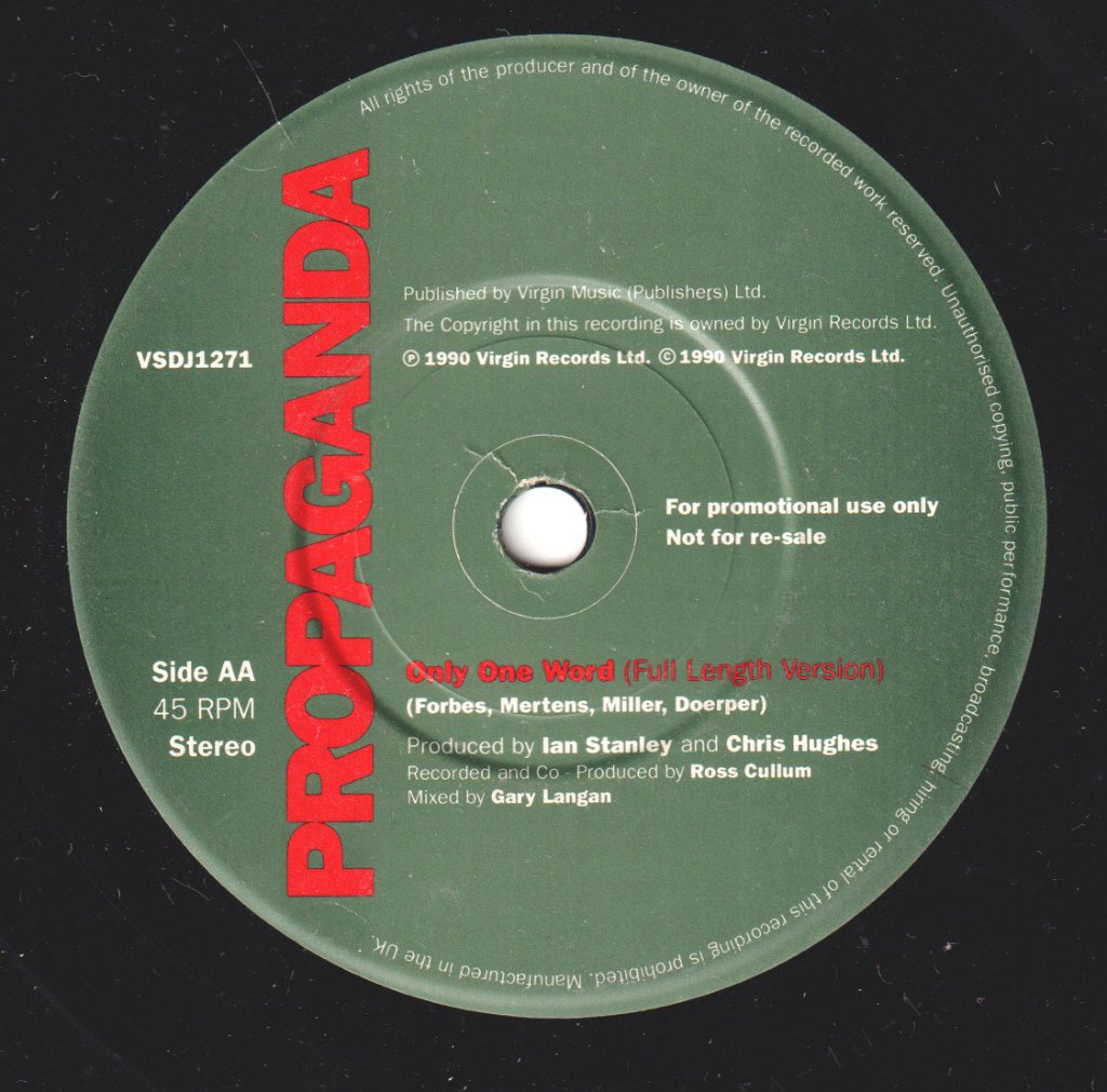 Propaganda (Ztt Group) - Only One Word - 7 Inch