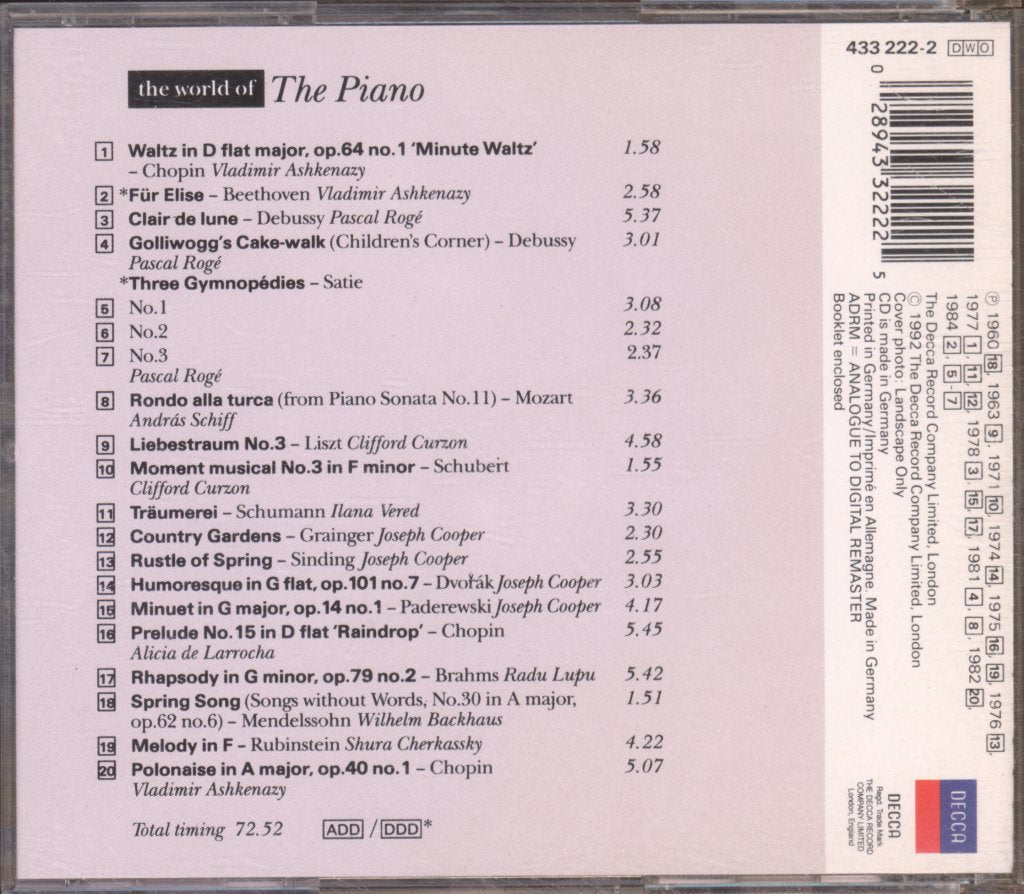 Various Artists - World Of The Piano - Cd