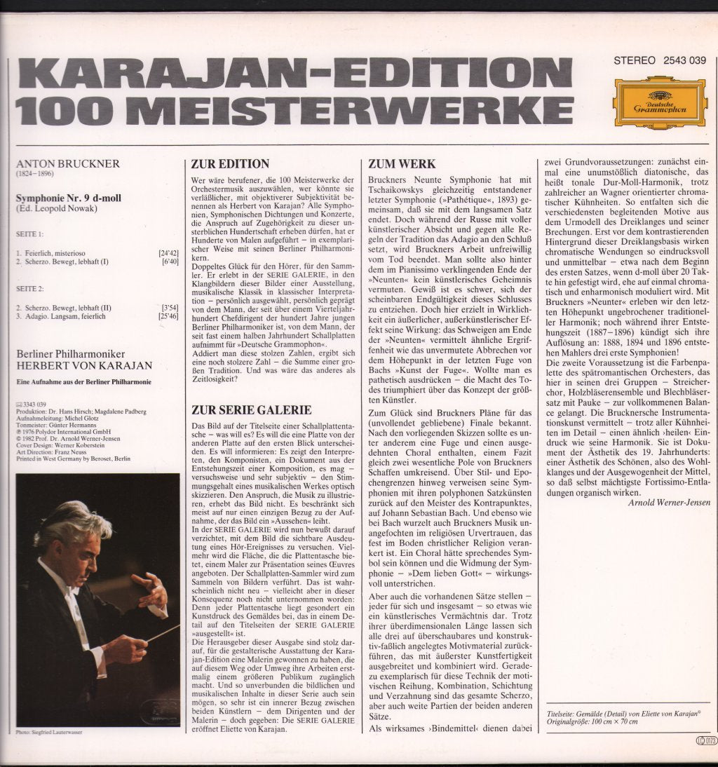 Herbert Von Karajan / Berliner Philharmoniker - Bruckner - Symphonie Nr. 9 - Lp