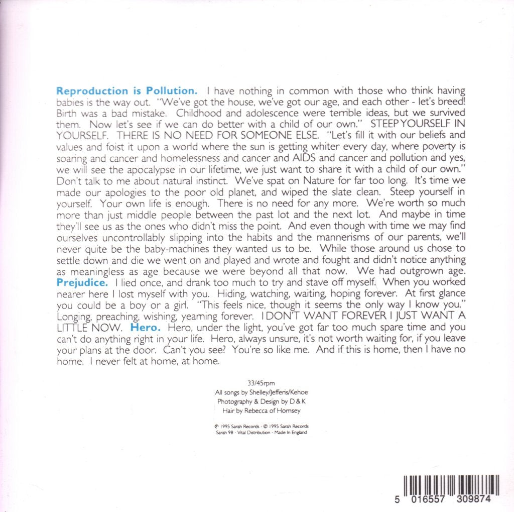 Shelley (Indie) - Reproduction Is Pollution - 7 Inch
