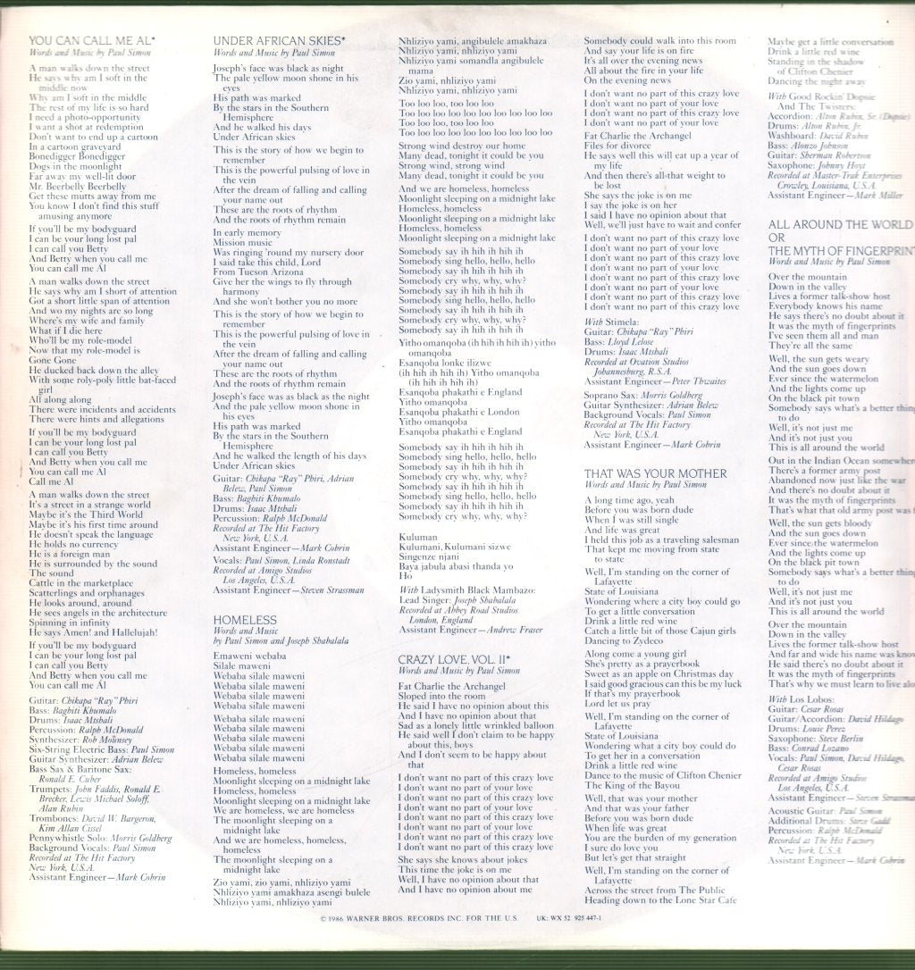Paul Simon - Graceland - Lp
