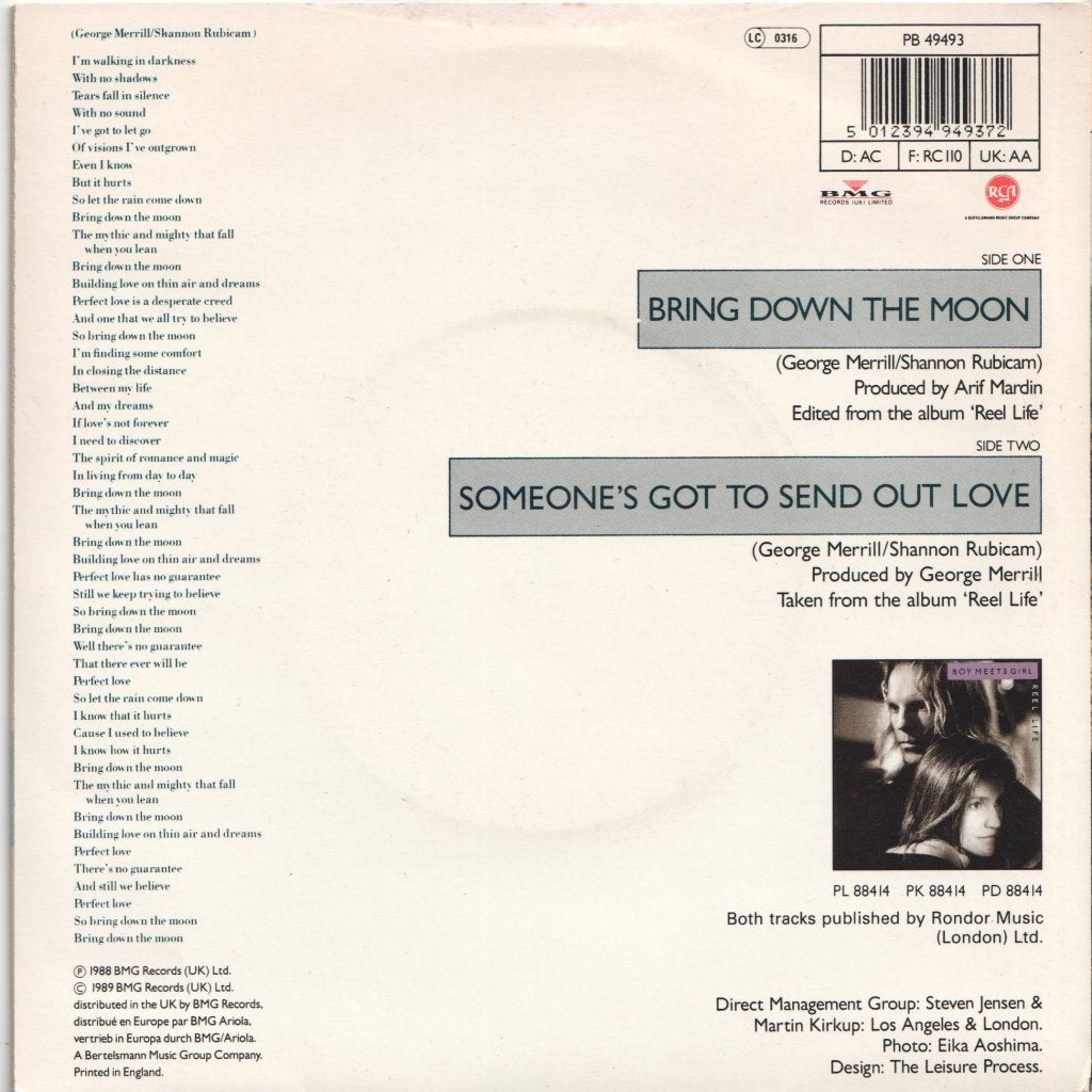 Boy Meets Girl (Pop) - Bring Down The Moon - 7 Inch