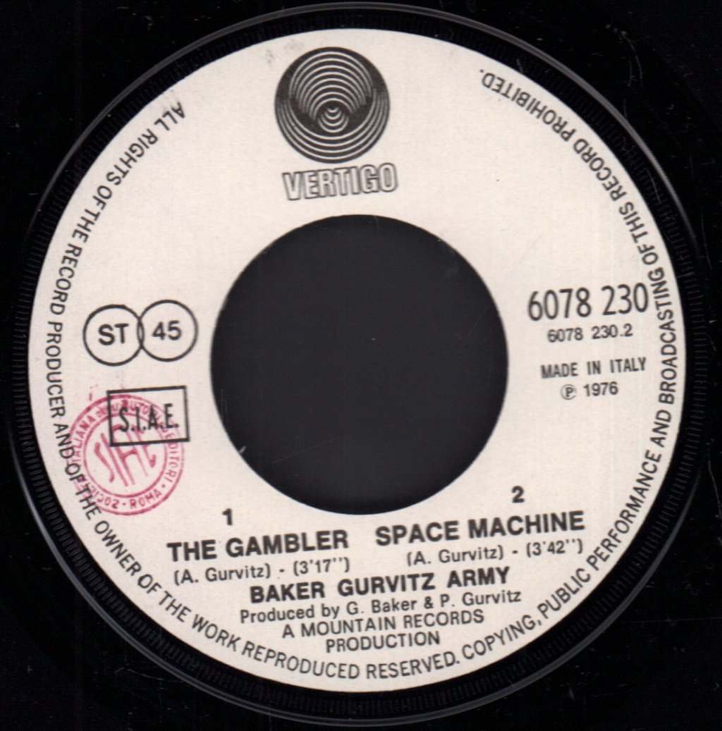 Baker Gurvitz Army - Gambler / Space Machine - 7 Inch