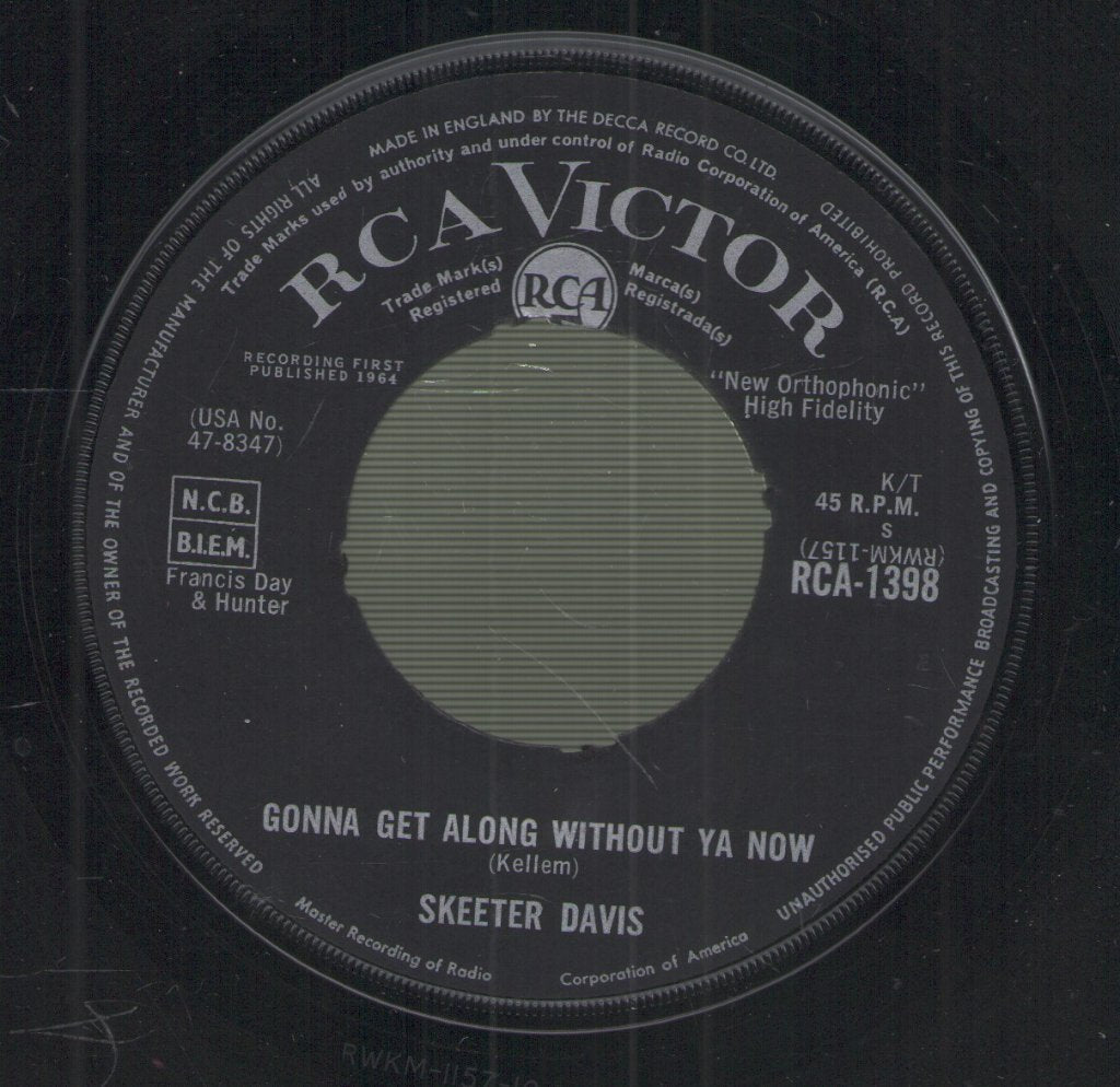 Skeeter Davis - Gonna Get Along Without You Now / Now You're Gone - 7 Inch