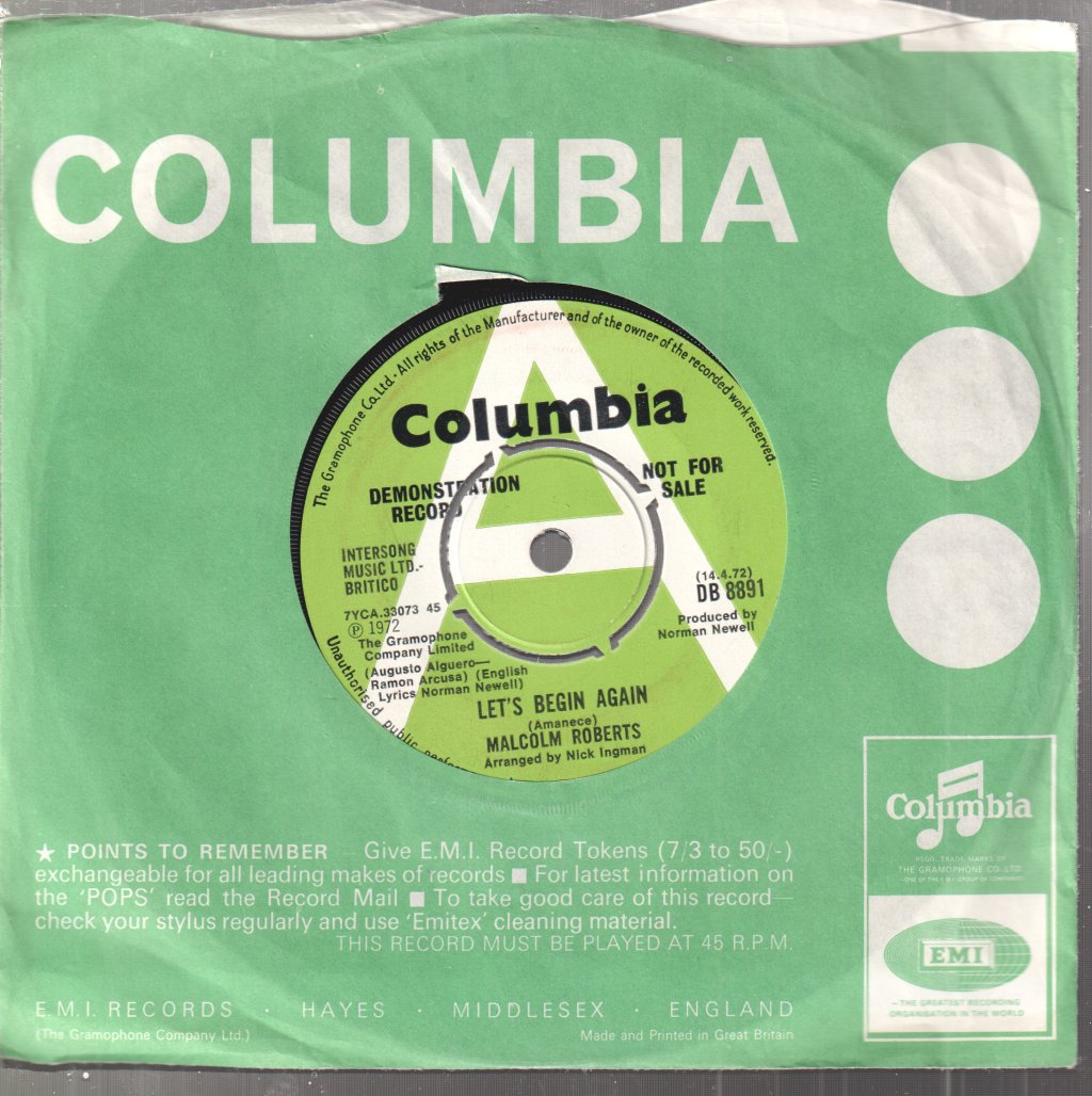 Malcolm Roberts - Let's Begin Again (Amanece) - 7 Inch