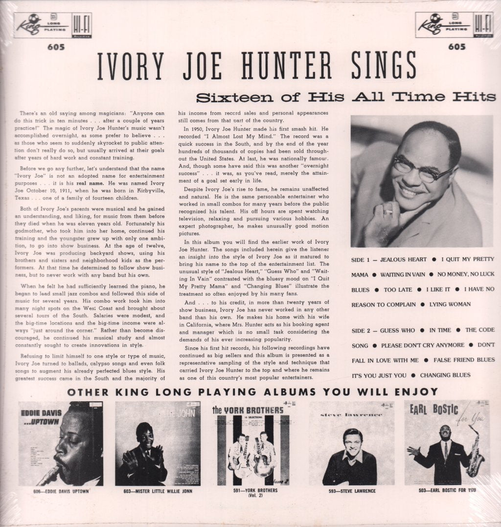 Ivory Joe Hunter - Sings Sixteen Of His Greatest Hits - Lp