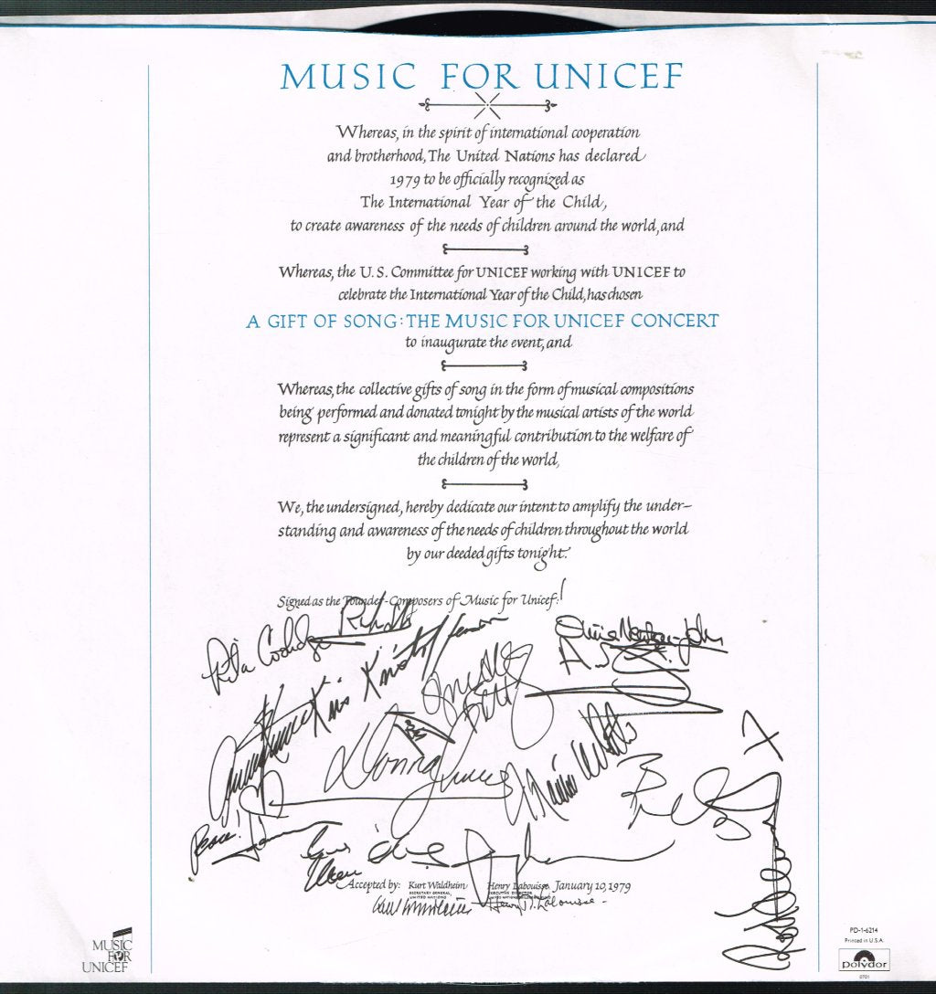 Various Artists - Music For Unicef Concert - Lp
