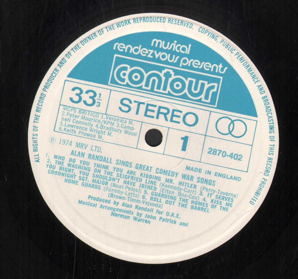 Alan Randall - Sings Great Comedy War Songs - Lp