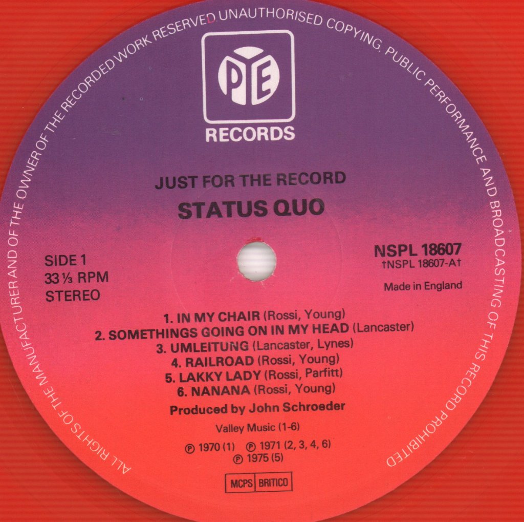 Status Quo - Just For The Record - Lp
