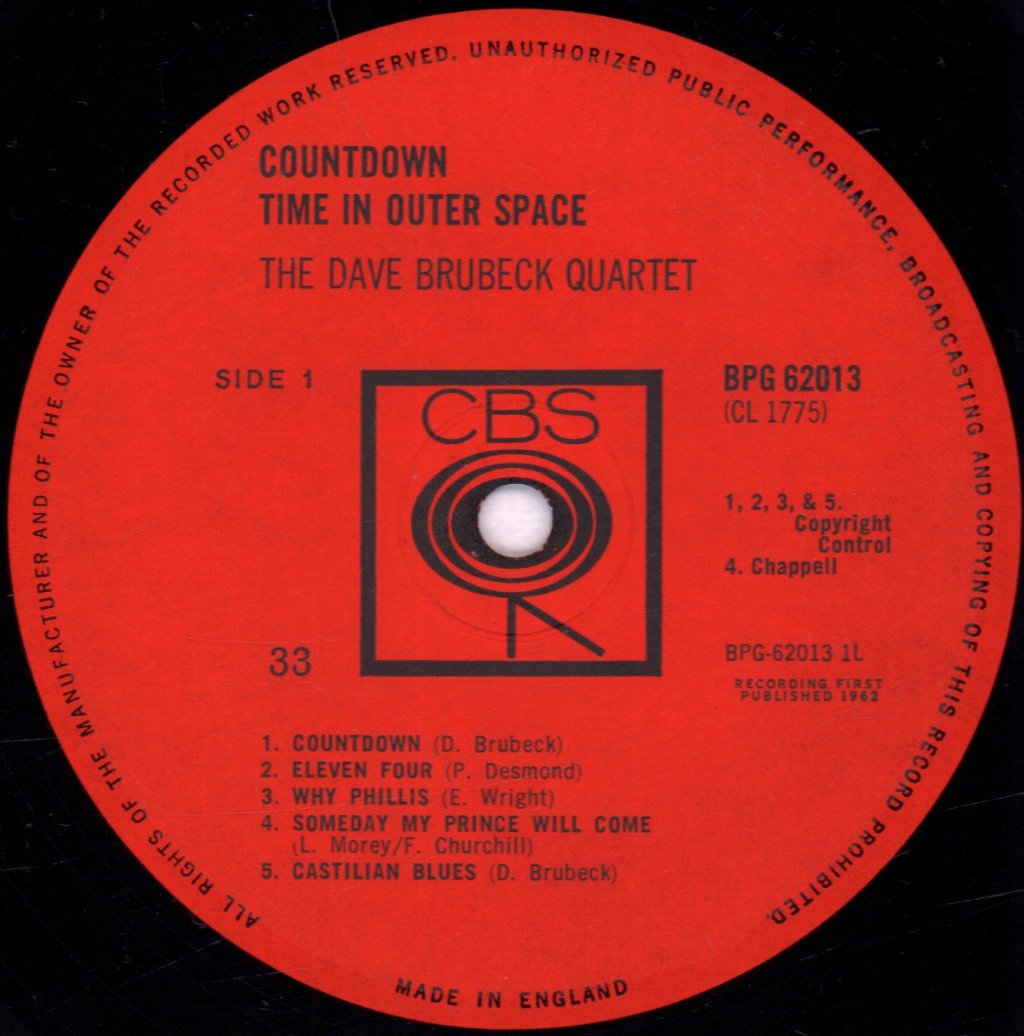 Dave Brubeck Quartet - Countdown Time In Outer Space - Lp