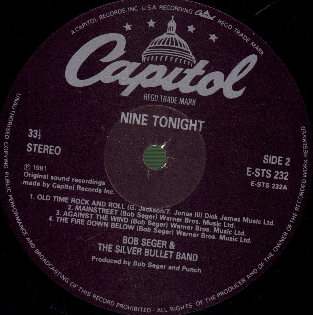 Bob Seger And The Silver Bullet Band - Nine Tonight - Double Lp
