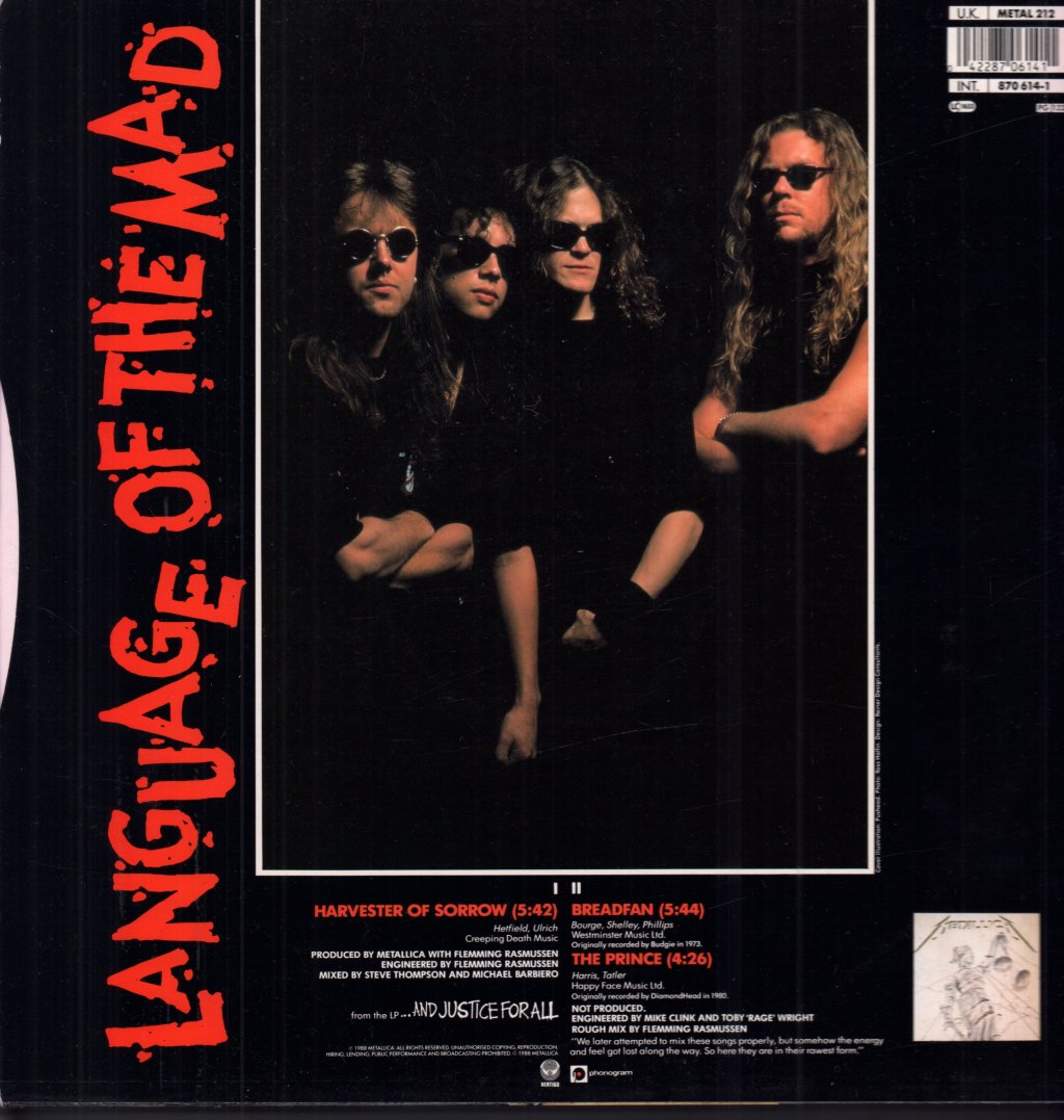 Metallica - Harvester Of Sorrow - 12 Inch