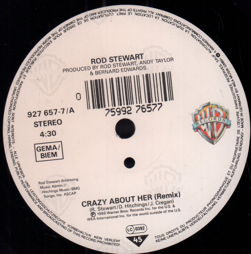 Rod Stewart - Crazy About Her - 7 Inch