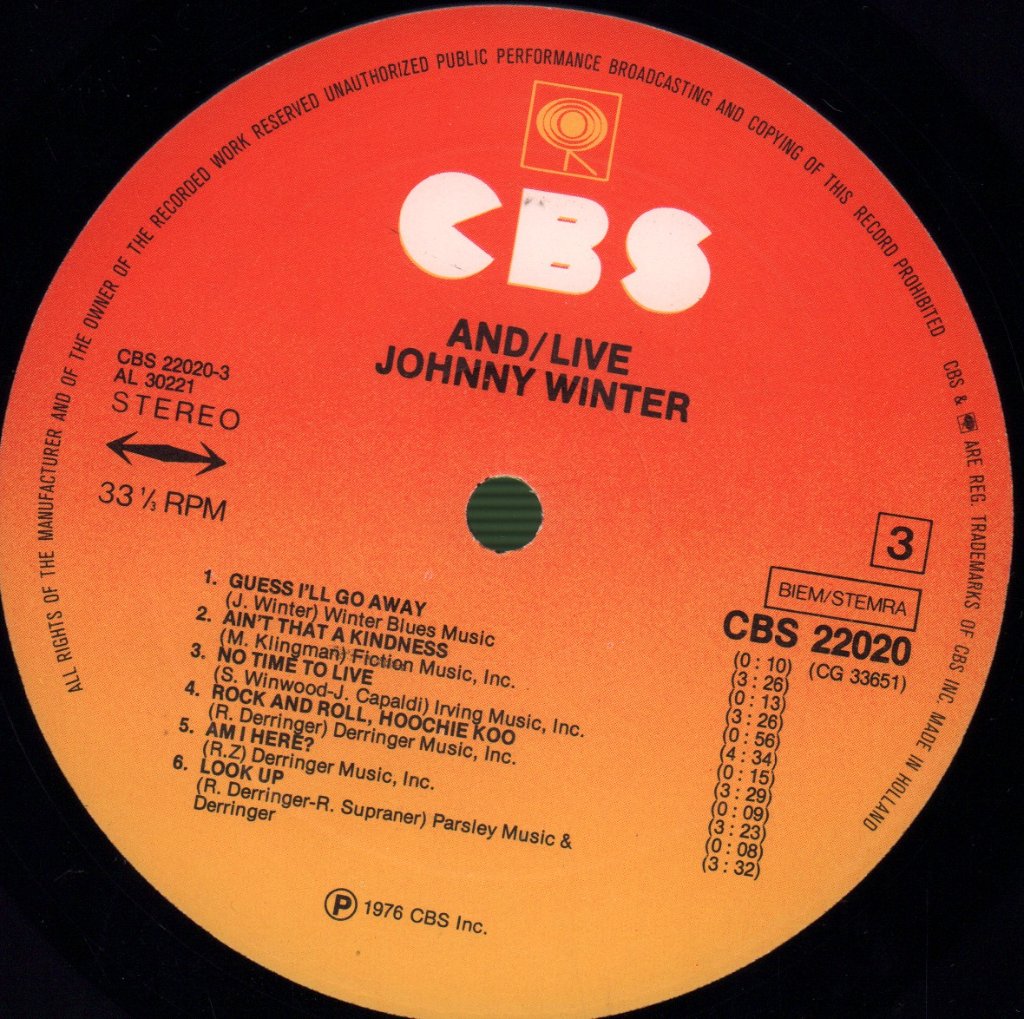 Johnny Winter - And/Live - Double Lp