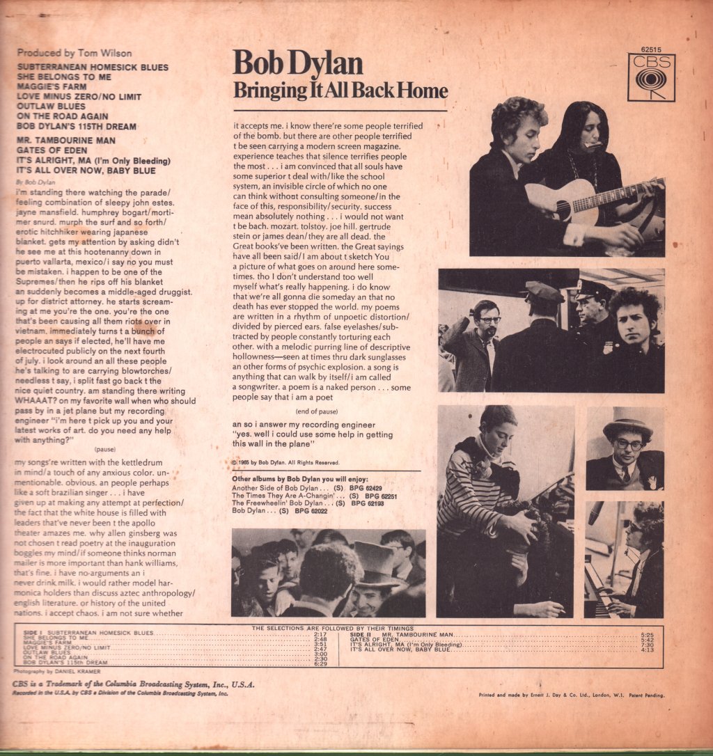 Bob Dylan - Bringing It All Back Home - Lp