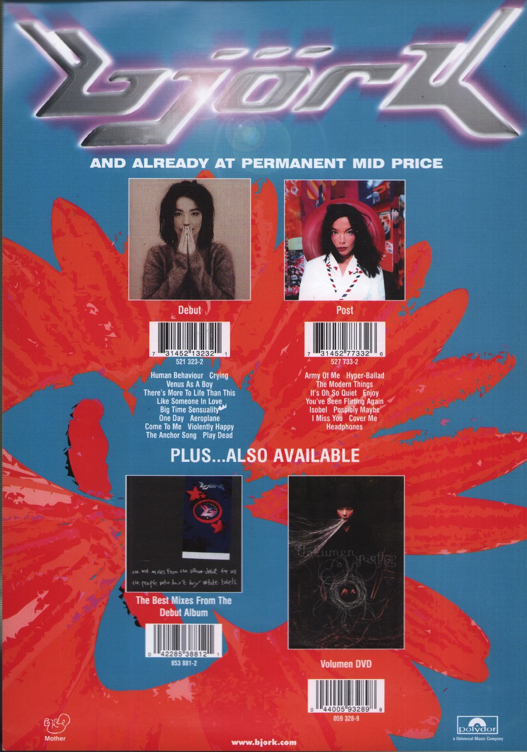 Bjork - 3 Top Price Titles At Temporary Mid Price - Flyer