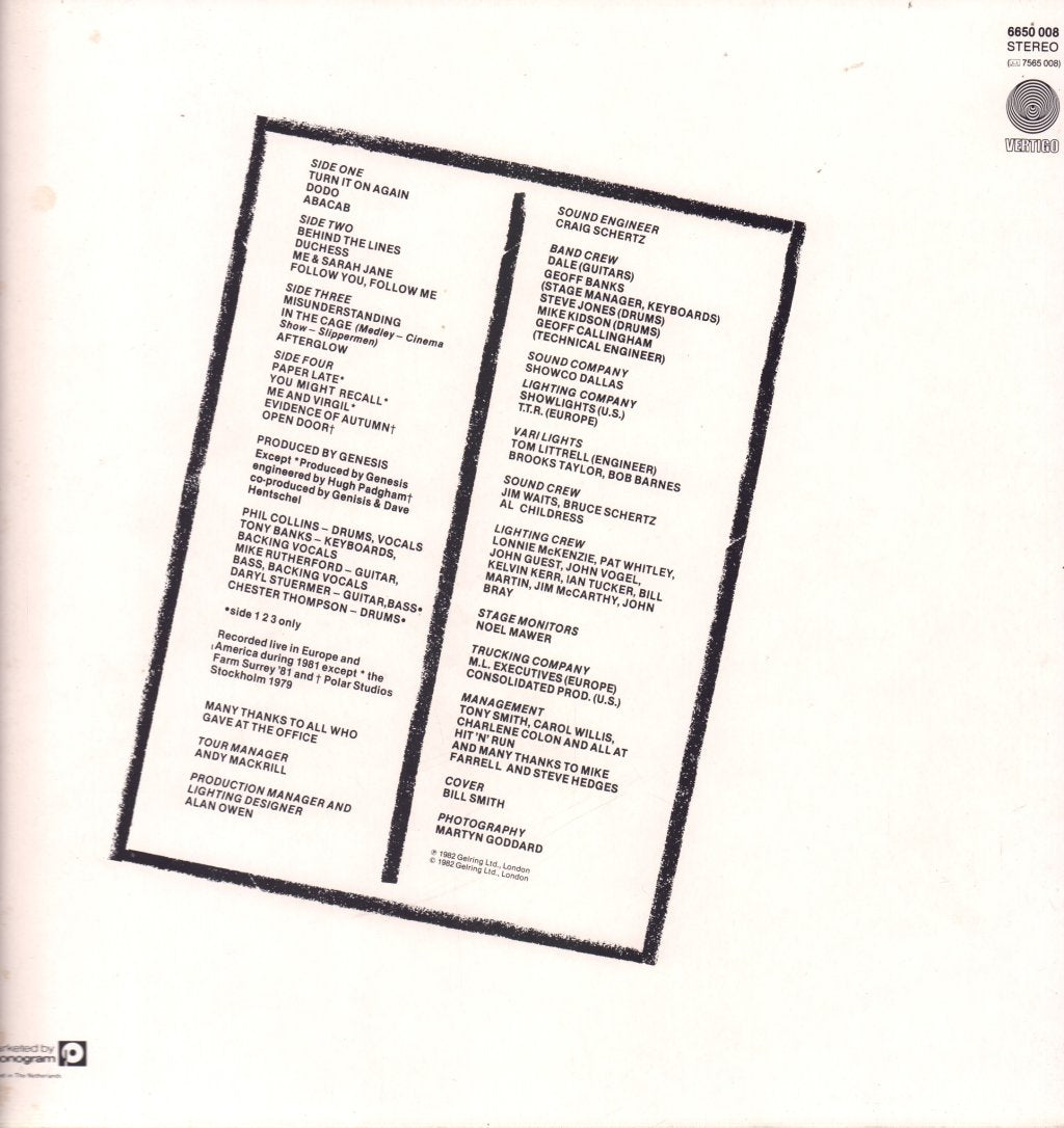 Genesis - Three Sides Live - Double Lp