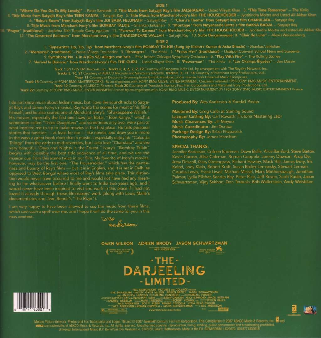 Various Artists - Darjeeling Limited Original Soundtrack - Lp