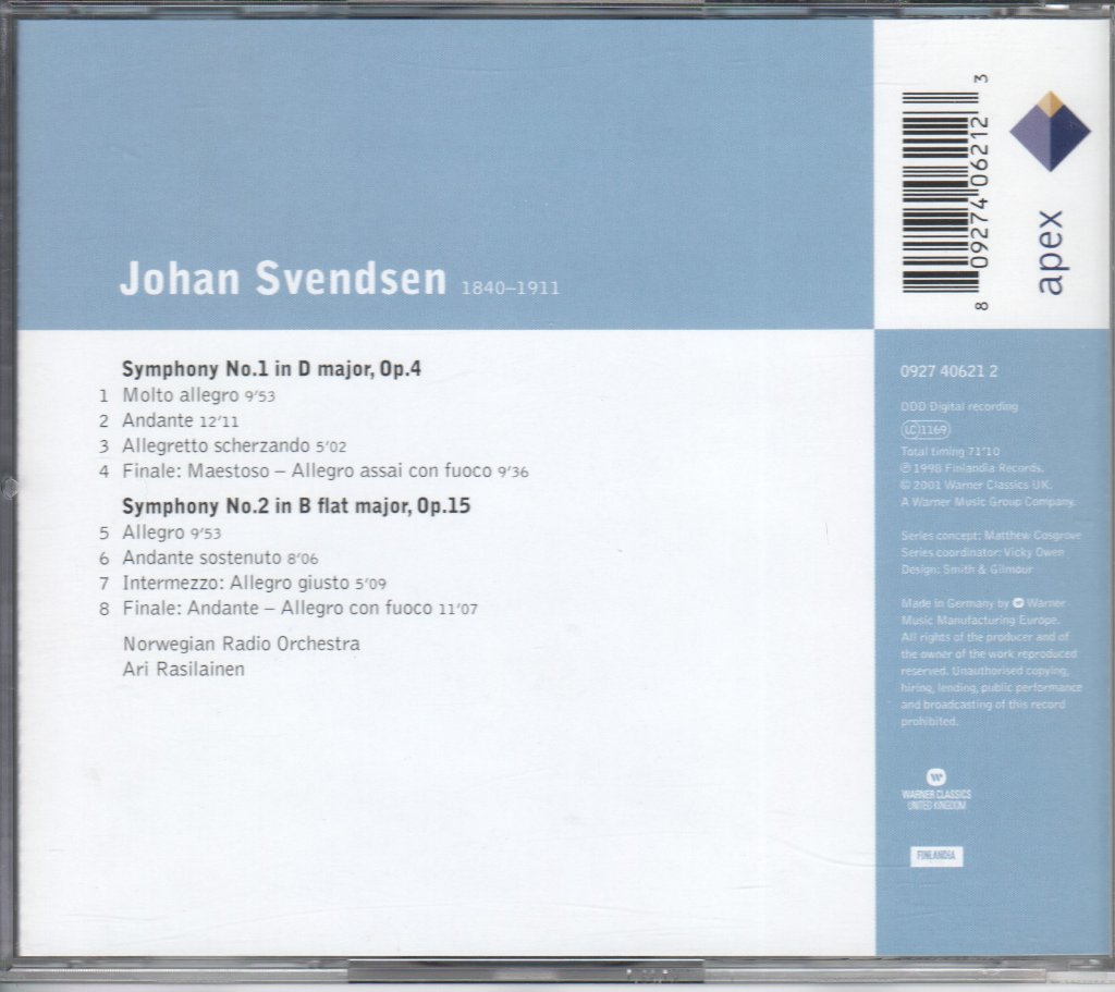 Ari Rasilainen / Norwegian Radio Orchestra - Svendsen: Symphonies 1 & 2 - Cd