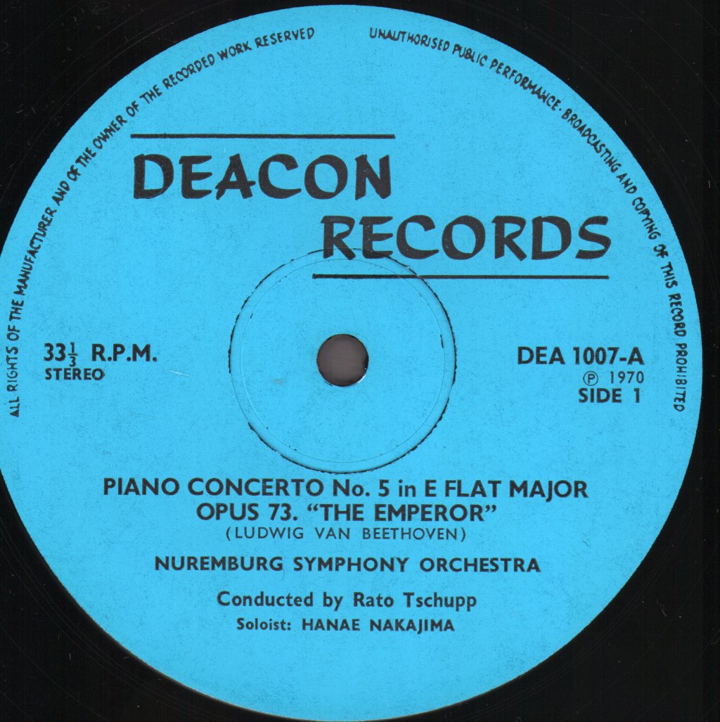 Nuremburg Symphony Orchestra / Rato Tschupp - Ludwig van Beethoven - Emperor Concerto No. 5 In E Flat Major - Lp