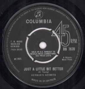 Herman's Hermits - Just A Little Bit Better - 7 Inch