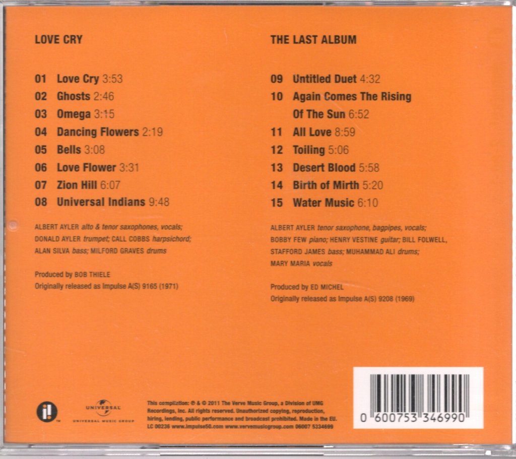Albert Ayler - Love Cry / The Last Album - Cd