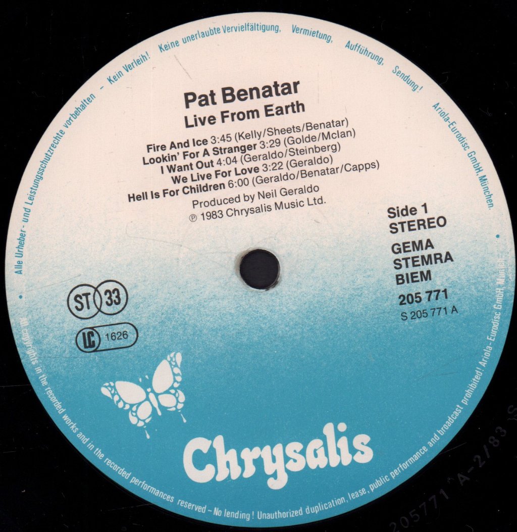 Pat Benatar - Live From Earth - Lp