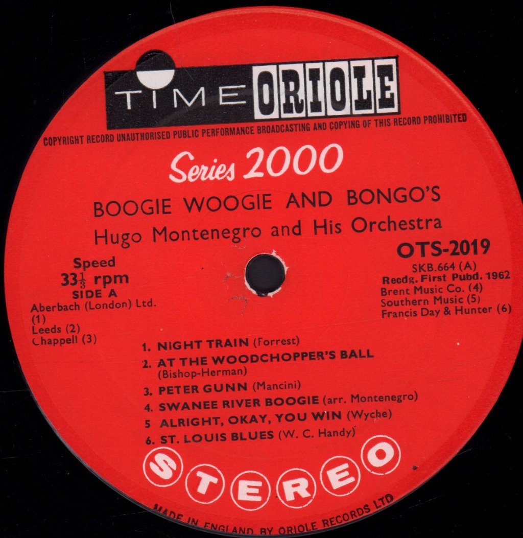 Hugo Montenegro - Boogie Woogie + Bongos - Lp