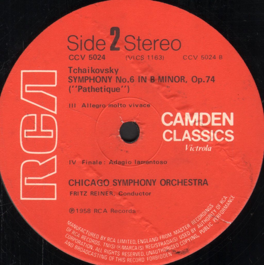 Fritz Reiner / Chicago Symphony Orchestra - Tchaikovsky - Symphony No. 6 "Pathétique" - Lp
