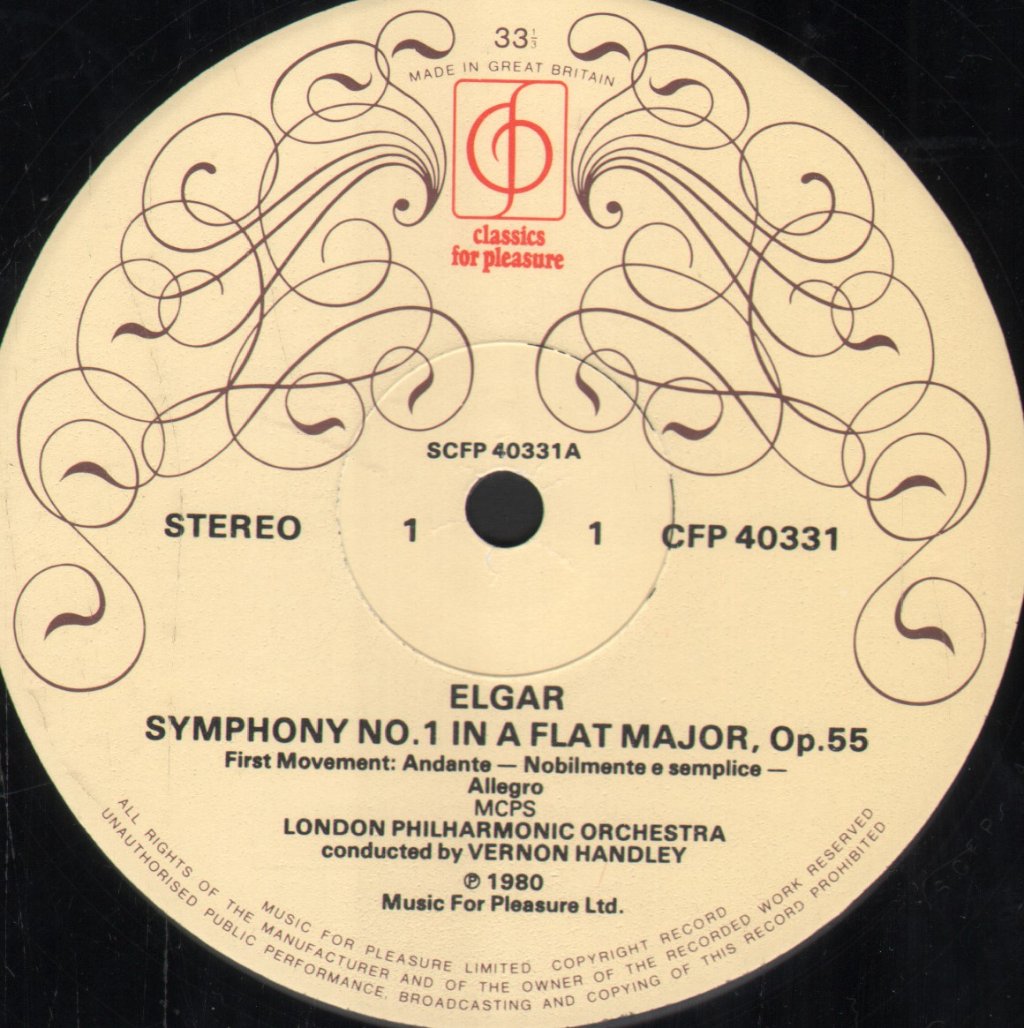 Vernon Handley / London Philharmonic Orchestra - Elgar - Symphony No.1 - Lp