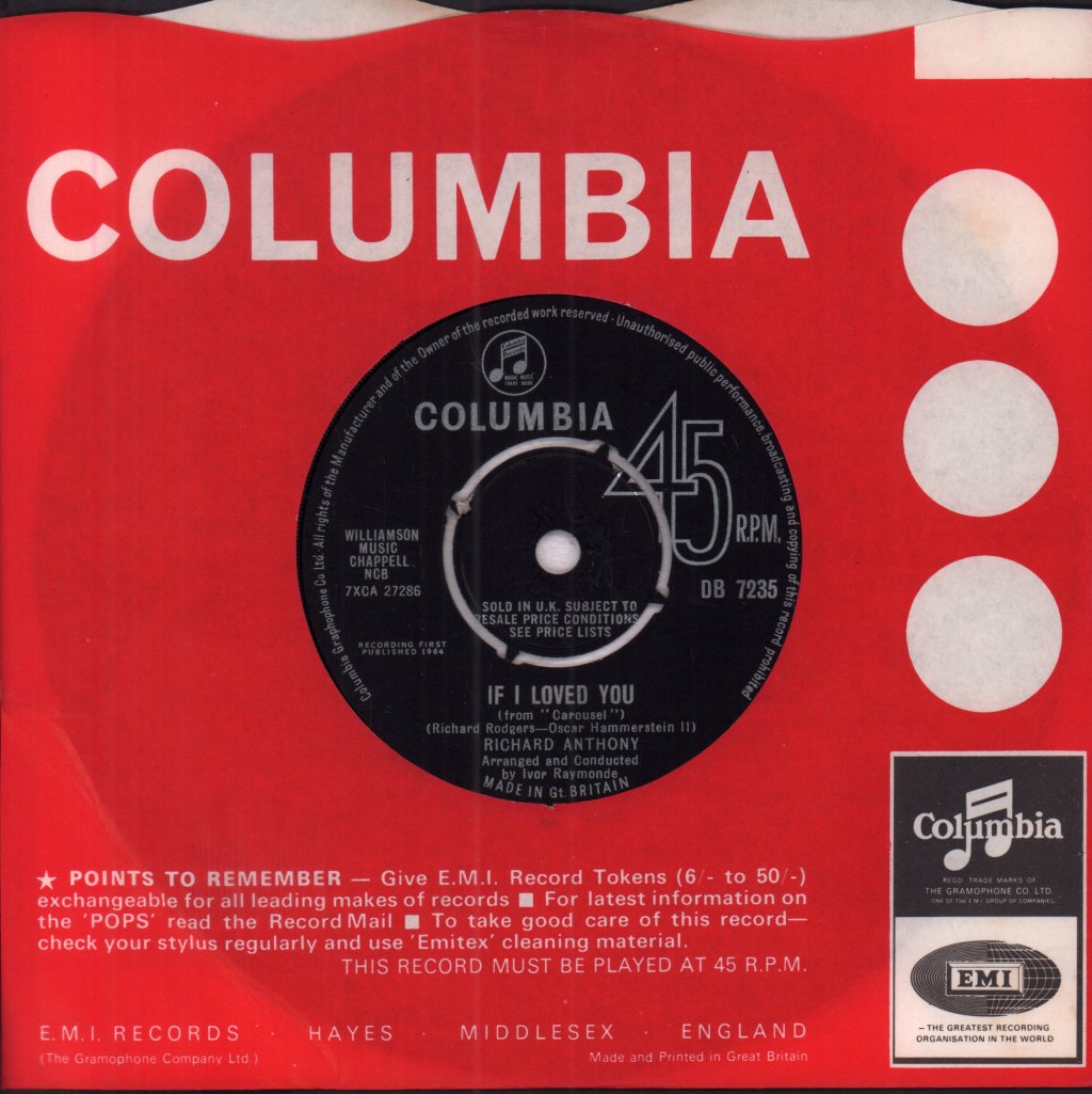Richard Anthony - If I Loved You - 7 Inch