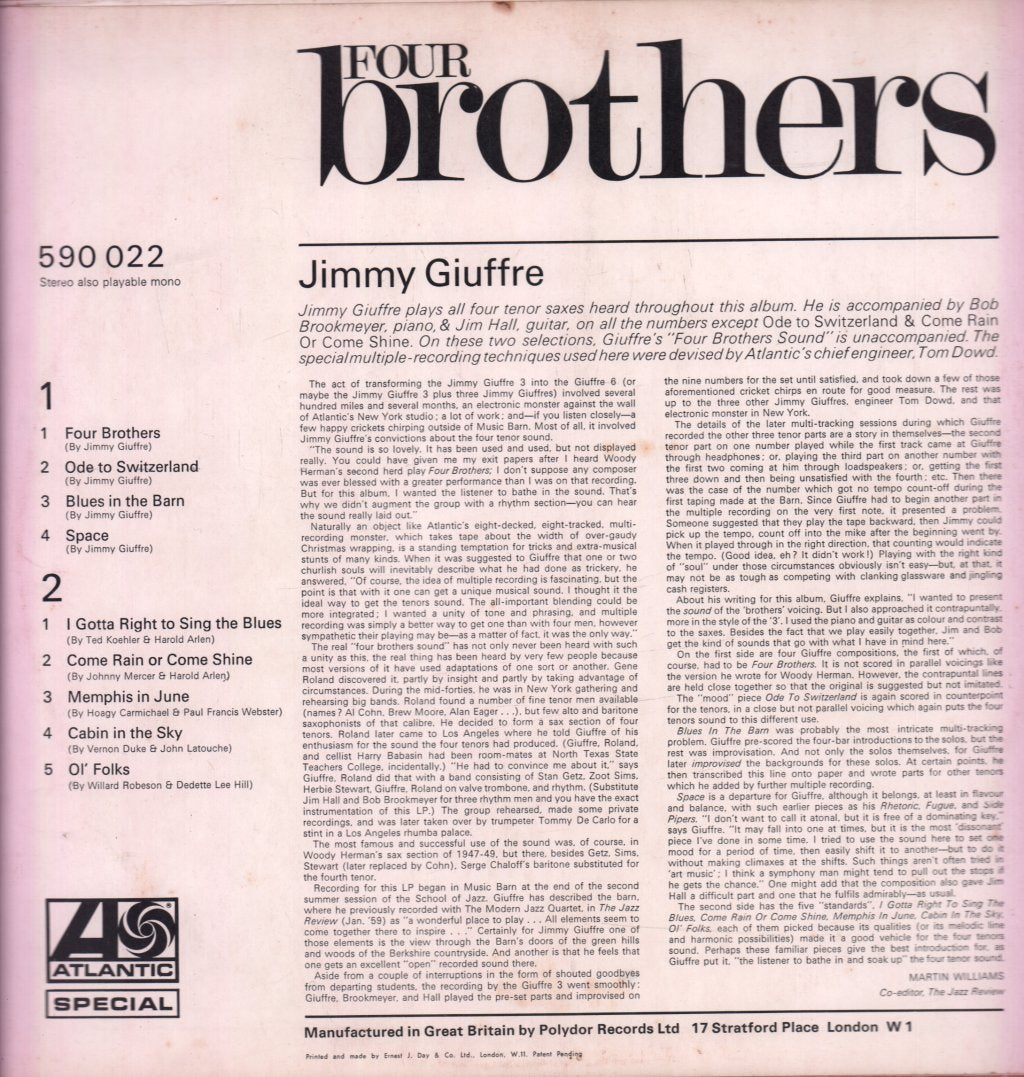 Jimmy Giuffre - Four Brothers - Lp