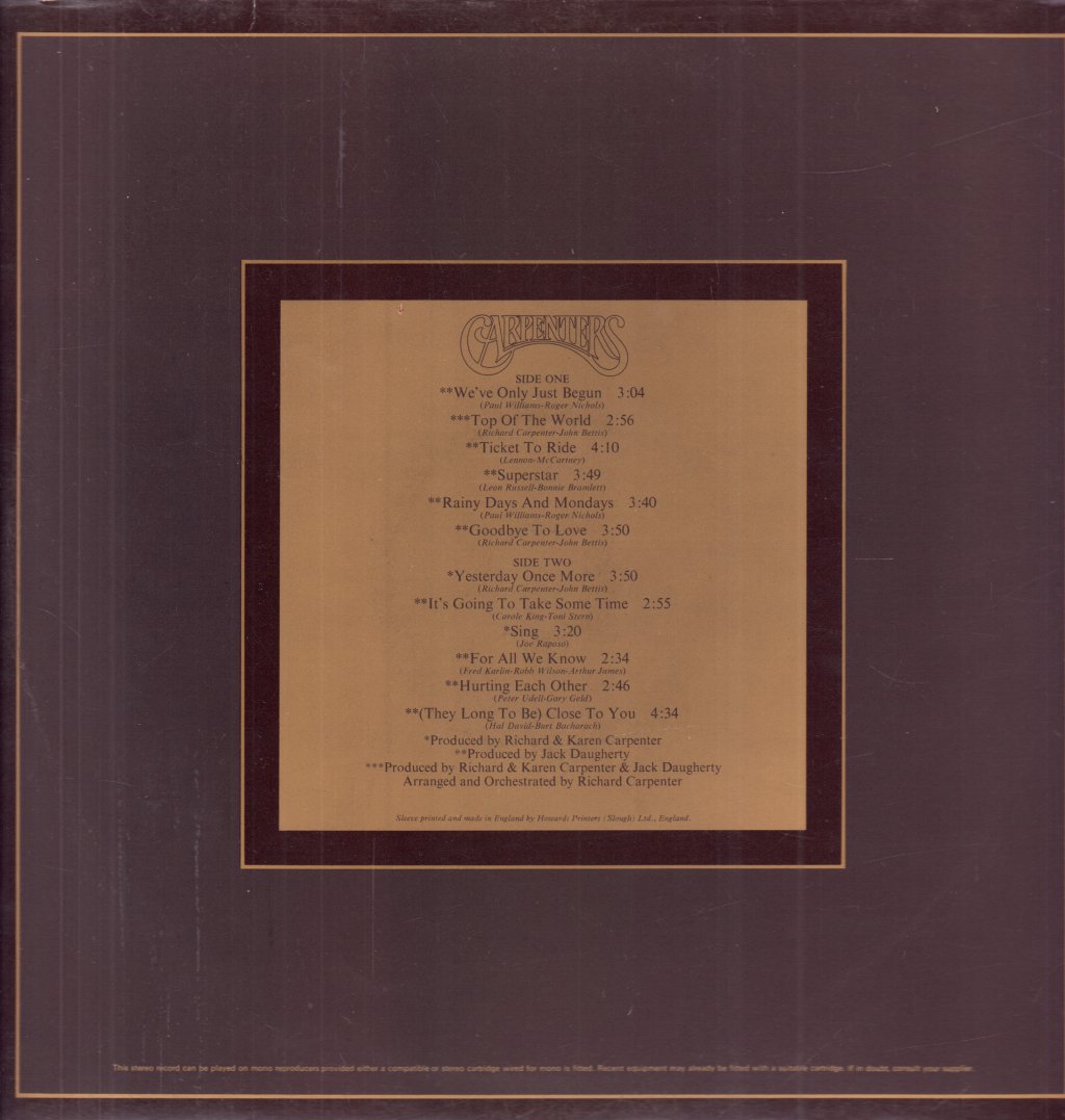Carpenters - Singles 1969-1973 - Lp