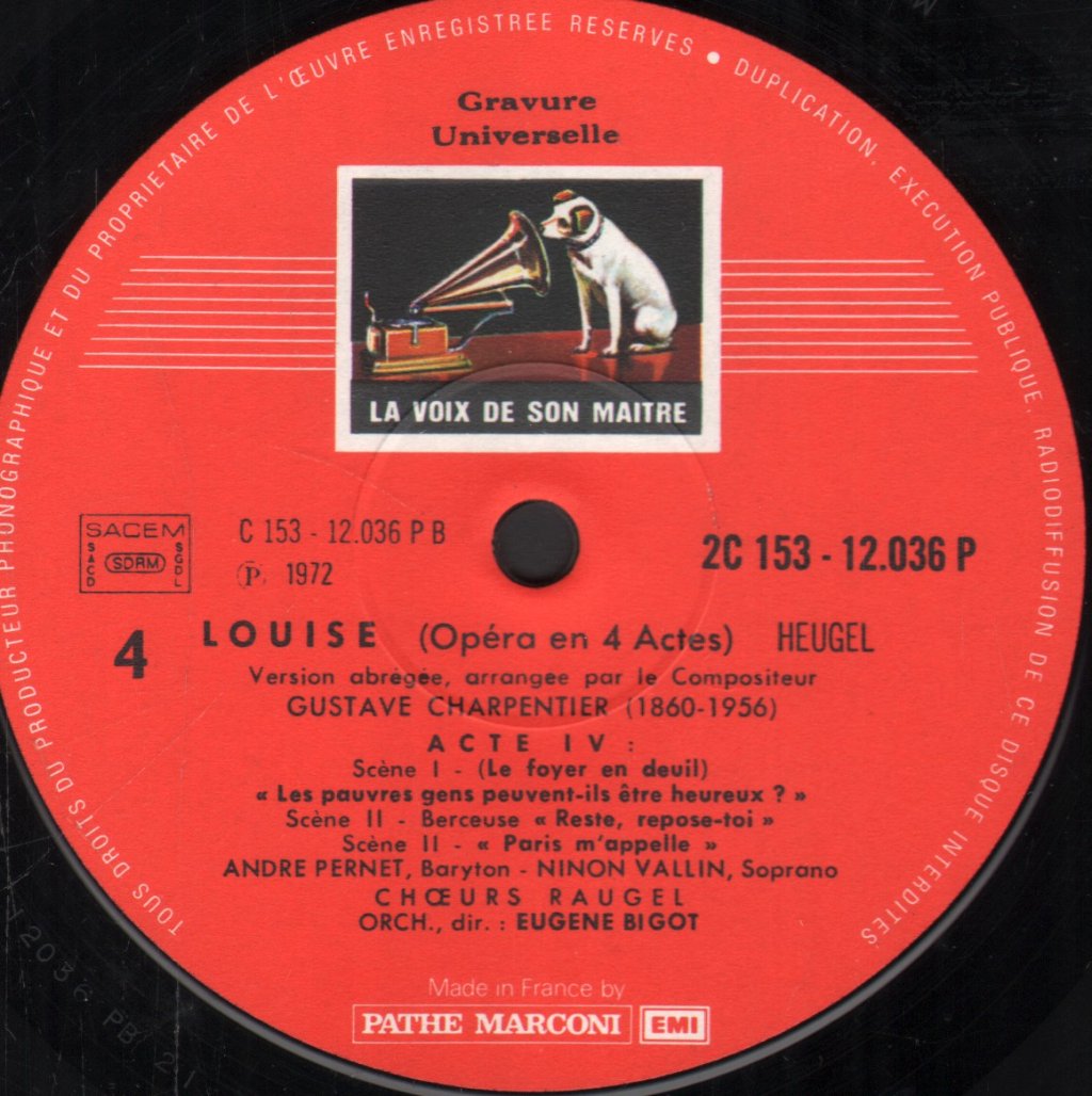 Ninon Vallin / Georges Thill / Aimee Lecouvreur / Andre Pernet / Eugene Bigot - Gustave Charpentier - Louise - Double Lp