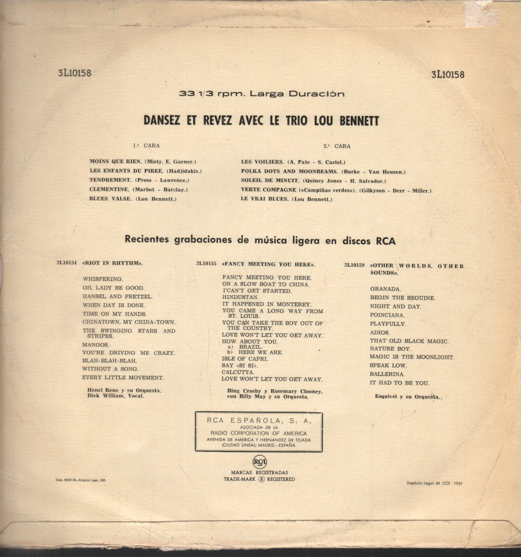 Lou Bennett Trio - Dansez... Revez Avec Le Trio Lou Bennett - Lp