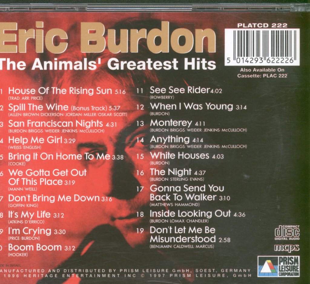 Eric Burdon - Animals' Greatest Hits - Cd