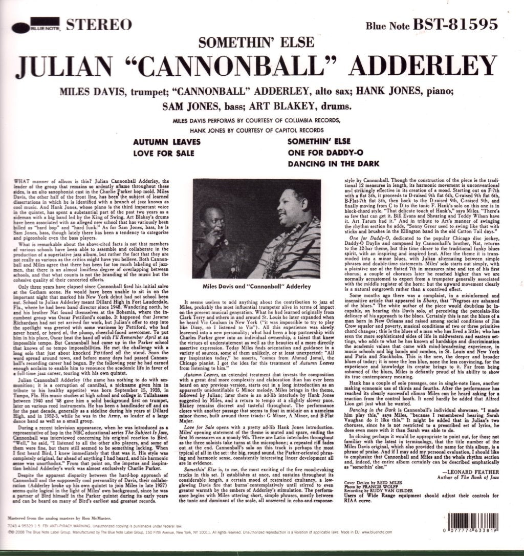 Cannonball Adderley - Somethin' Else - Lp